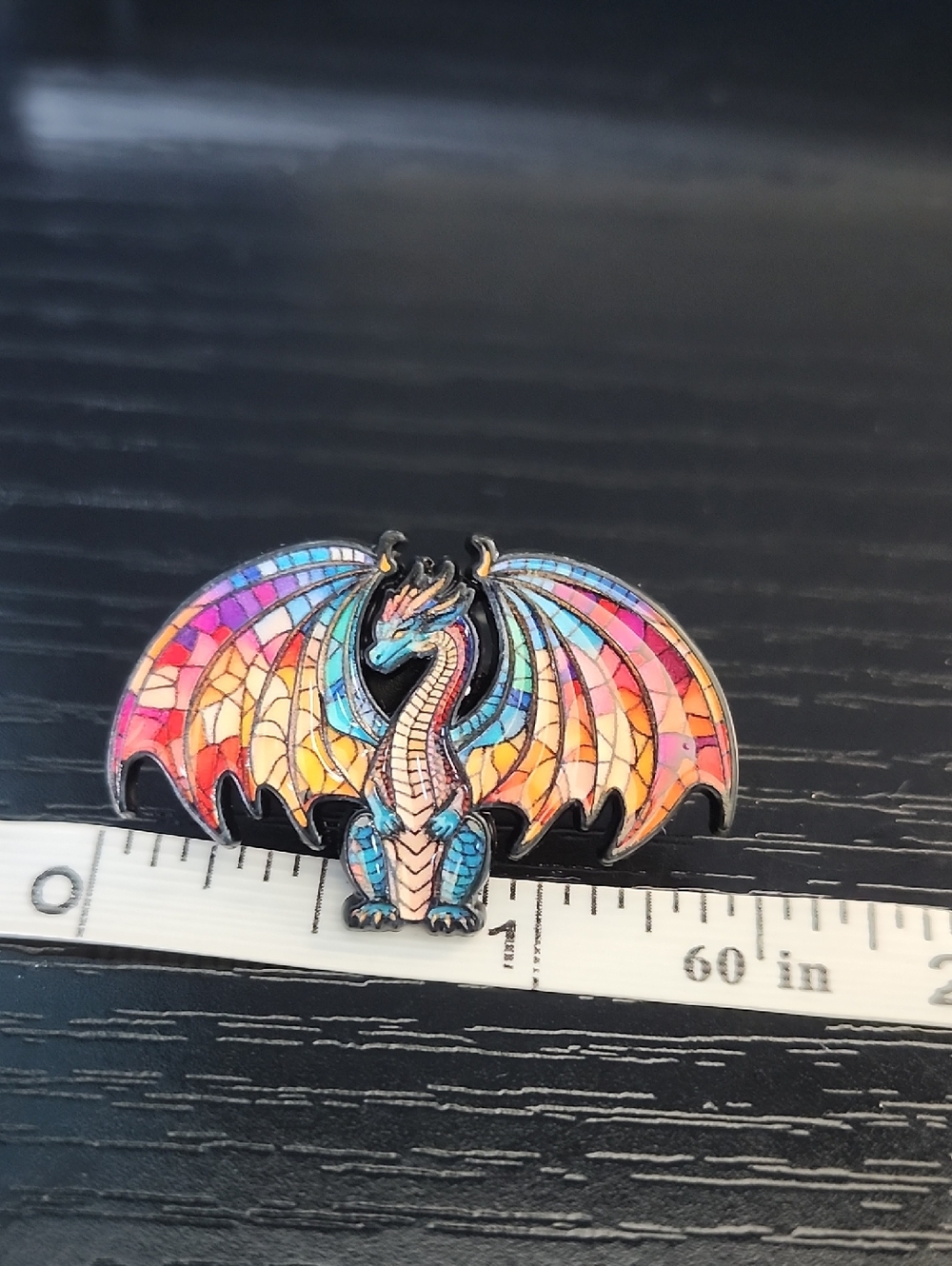 Rainbow Mosaic Dragon Enamel Pin - Picture 3 of 4